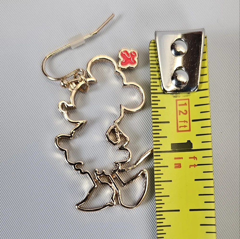 Minnie Mouse Dangling Earrings Outline Gold Colored